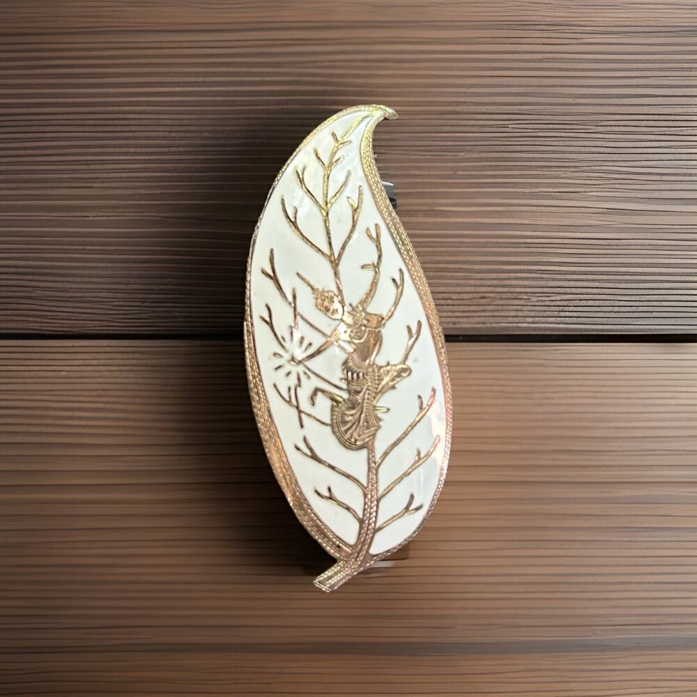 Beautiful Vintage Enamel Sterling Siam Niello Design Brooch/ Pin. Measures 3”
